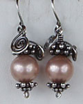 mauve pearl earrings