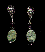 Rhyolite, garnet, smoky quartz, Bali sterling silver necklace and earrings by Vicky Jousan