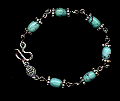 Chinese Turquoise and Sterling Silver Necklace, Bracelet, Ankle Bracelet, and Earrings