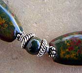 Bloodstone and India sterling silver necklace and earrings 477 by Vicky Jousan