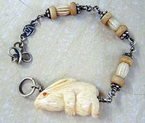 Sterling silver and Bone Pendulum Bracelet for Spiritual Response Therapy by Vicky Jousan