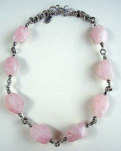 Rose Quartz and handcrafted sterling silver necklace by Vicky Jousan